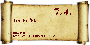 Tordy Ádám névjegykártya
